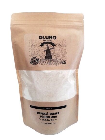 GLUNO GLUTENSİZ KEPEKLİ ESMER PİRİNÇ UNU 500 GR